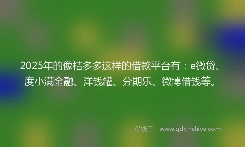 2025年的像桔多多这样的借款平台有：e微贷、度小满金融、洋钱罐、分期乐、微博借钱等。
