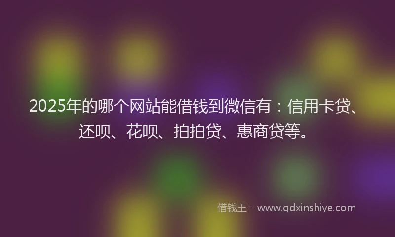 2025年的哪个网站能借钱到微信有：信用卡贷、还呗、花呗、拍拍贷、惠商贷等。