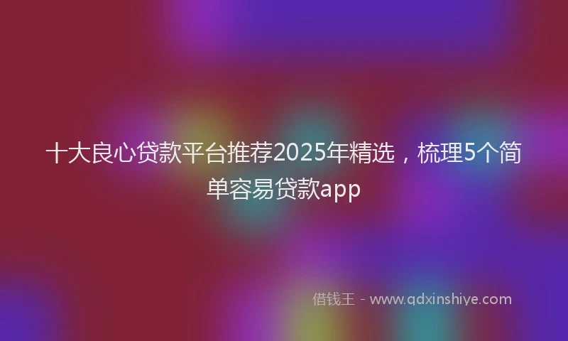 十大良心贷款平台推荐2025年精选，梳理5个简单容易贷款app
