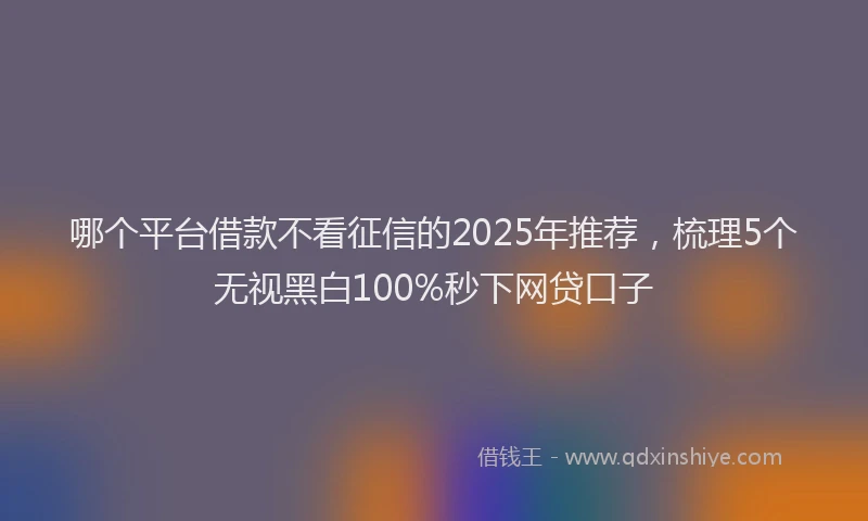 哪个平台借款不看征信的2025年推荐，梳理5个无视黑白100%秒下网贷口子