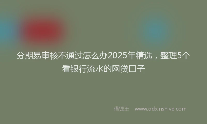 分期易审核不通过怎么办2025年精选，整理5个看银行流水的网贷口子