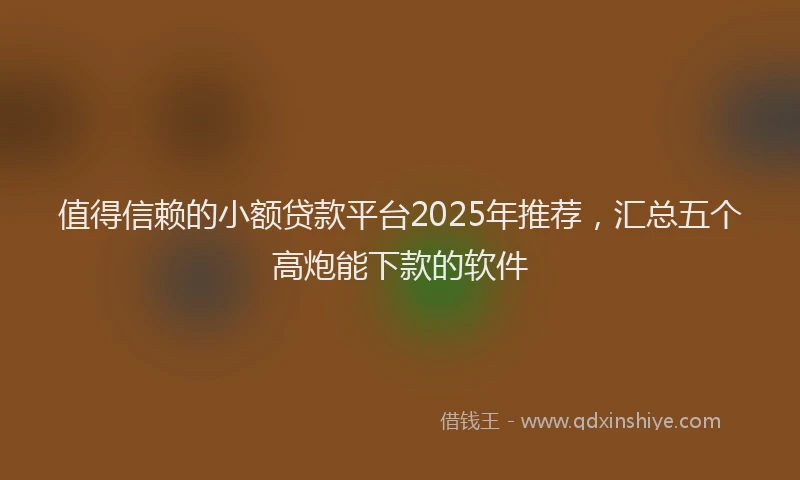 值得信赖的小额贷款平台2025年推荐，汇总五个高炮能下款的软件