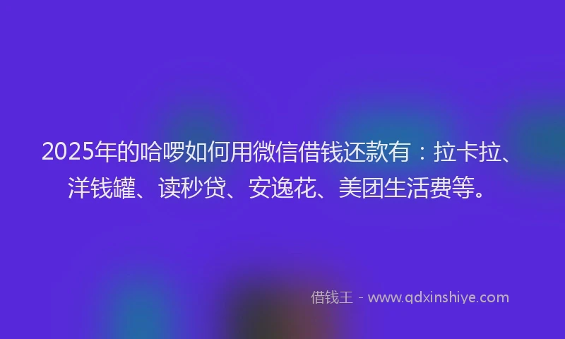 2025年的哈啰如何用微信借钱还款有：拉卡拉、洋钱罐、读秒贷、安逸花、美团生活费等。