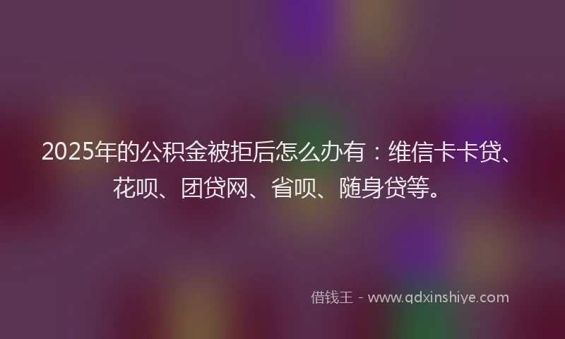 2025年的公积金被拒后怎么办有：维信卡卡贷、花呗、团贷网、省呗、随身贷等。