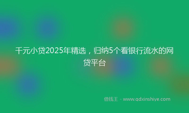千元小贷2025年精选，归纳5个看银行流水的网贷平台