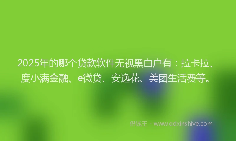 2025年的哪个贷款软件无视黑白户有：拉卡拉、度小满金融、e微贷、安逸花、美团生活费等。