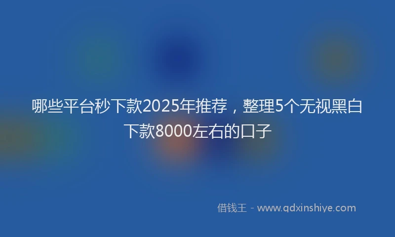 哪些平台秒下款2025年推荐，整理5个无视黑白下款8000左右的口子