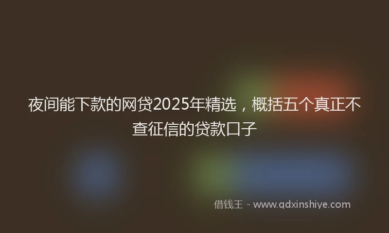 夜间能下款的网贷2025年精选，概括五个真正不查征信的贷款口子