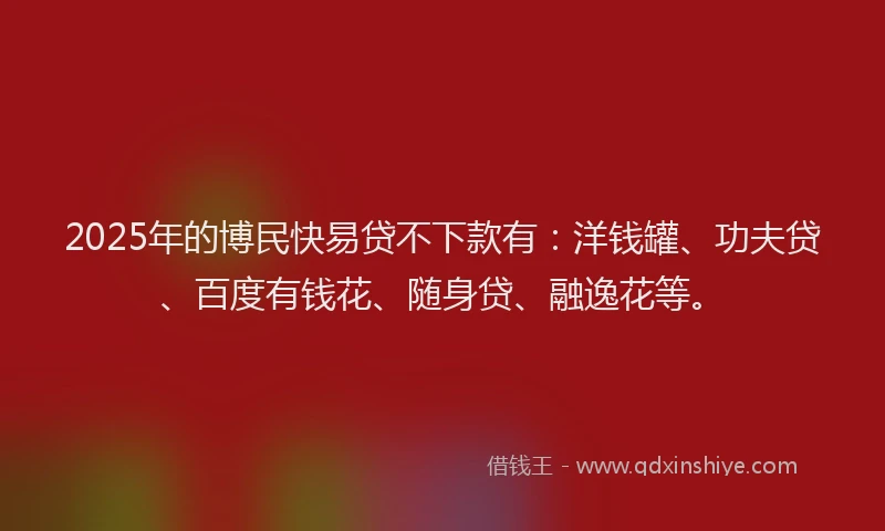 2025年的博民快易贷不下款有：洋钱罐、功夫贷、百度有钱花、随身贷、融逸花等。