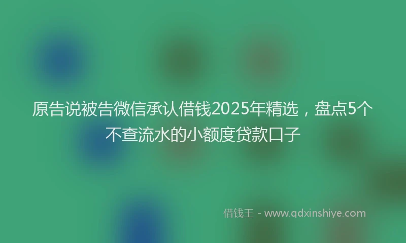 原告说被告微信承认借钱2025年精选，盘点5个不查流水的小额度贷款口子