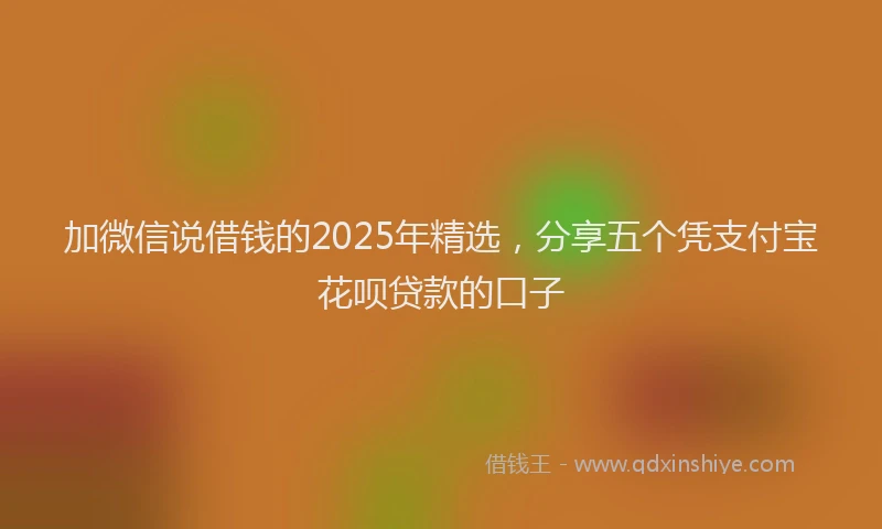 加微信说借钱的2025年精选，分享五个凭支付宝花呗贷款的口子