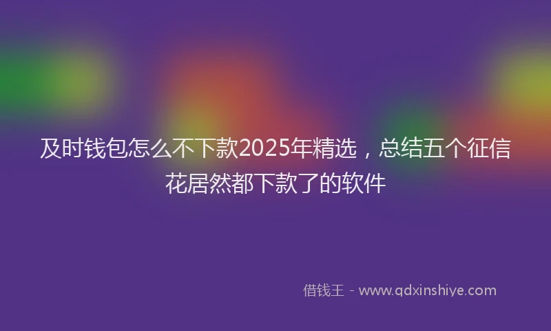 及时钱包怎么不下款2025年精选，总结五个征信花居然都下款了的软件