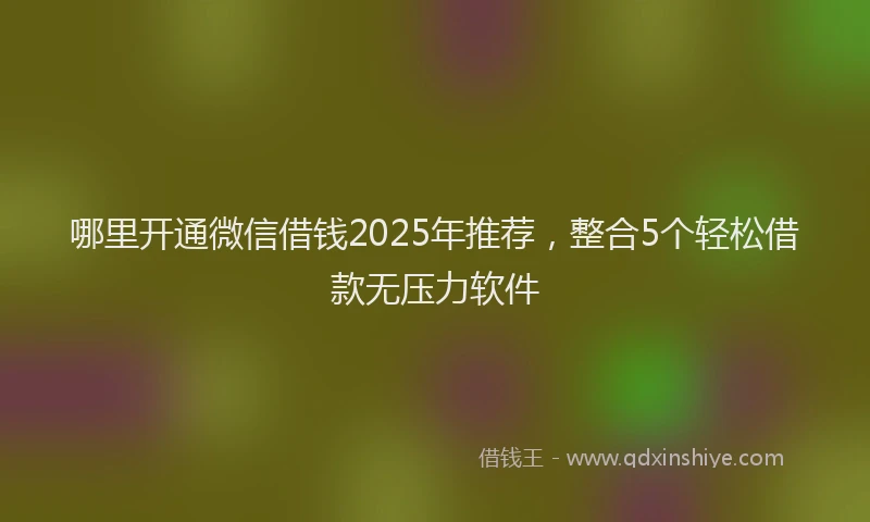 哪里开通微信借钱2025年推荐，整合5个轻松借款无压力软件