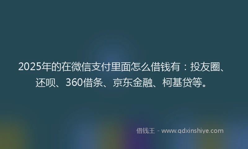 2025年的在微信支付里面怎么借钱有：投友圈、还呗、360借条、京东金融、柯基贷等。