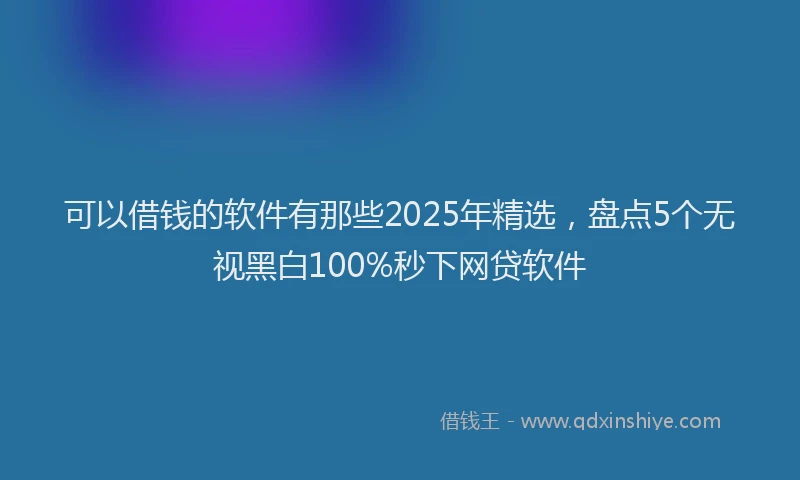 可以借钱的软件有那些2025年精选，盘点5个无视黑白100%秒下网贷软件