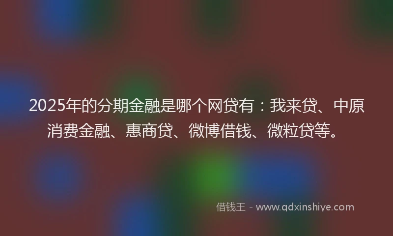 2025年的分期金融是哪个网贷有：我来贷、中原消费金融、惠商贷、微博借钱、微粒贷等。