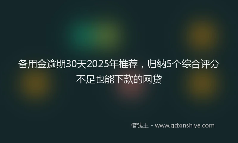 备用金逾期30天2025年推荐，归纳5个综合评分不足也能下款的网贷