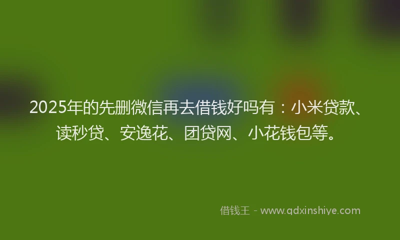 2025年的先删微信再去借钱好吗有：小米贷款、读秒贷、安逸花、团贷网、小花钱包等。