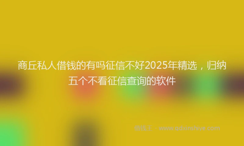 商丘私人借钱的有吗征信不好2025年精选，归纳五个不看征信查询的软件