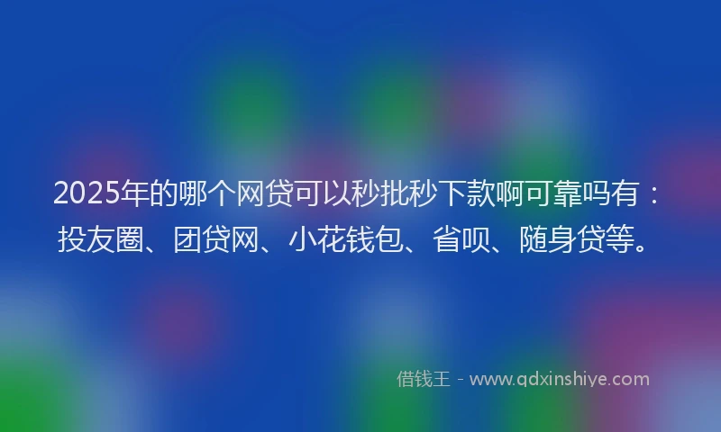 2025年的哪个网贷可以秒批秒下款啊可靠吗有：投友圈、团贷网、小花钱包、省呗、随身贷等。