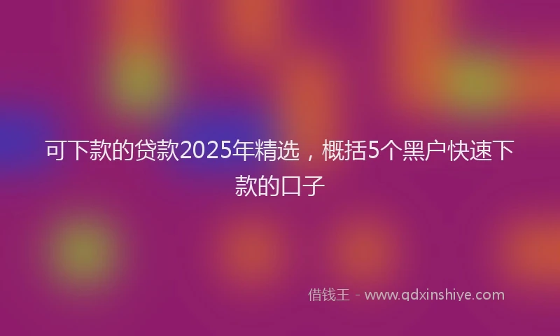 可下款的贷款2025年精选，概括5个黑户快速下款的口子