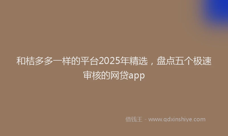 和桔多多一样的平台2025年精选，盘点五个极速审核的网贷app