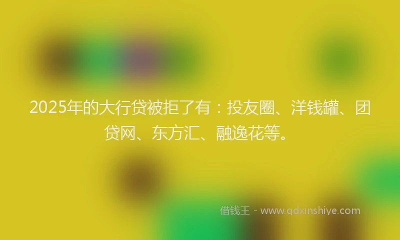 2025年的大行贷被拒了有：投友圈、洋钱罐、团贷网、东方汇、融逸花等。