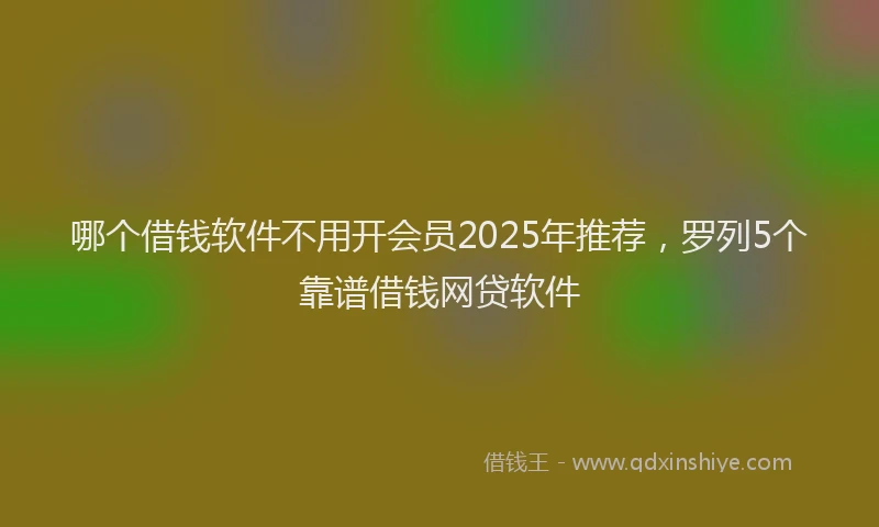 哪个借钱软件不用开会员2025年推荐，罗列5个靠谱借钱网贷软件