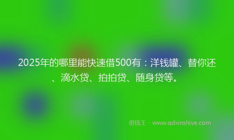 2025年的哪里能快速借500有：洋钱罐、替你还、滴水贷、拍拍贷、随身贷等。