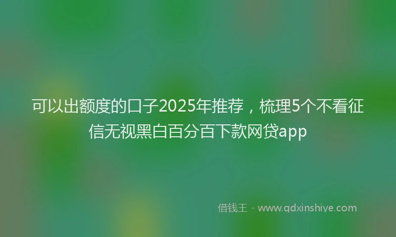 可以出额度的口子2025年推荐，梳理5个不看征信无视黑白百分百下款网贷app