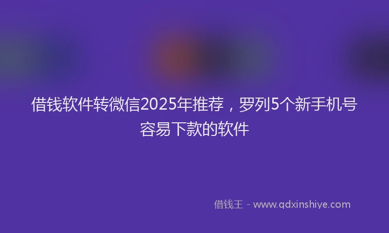 借钱软件转微信2025年推荐，罗列5个新手机号容易下款的软件