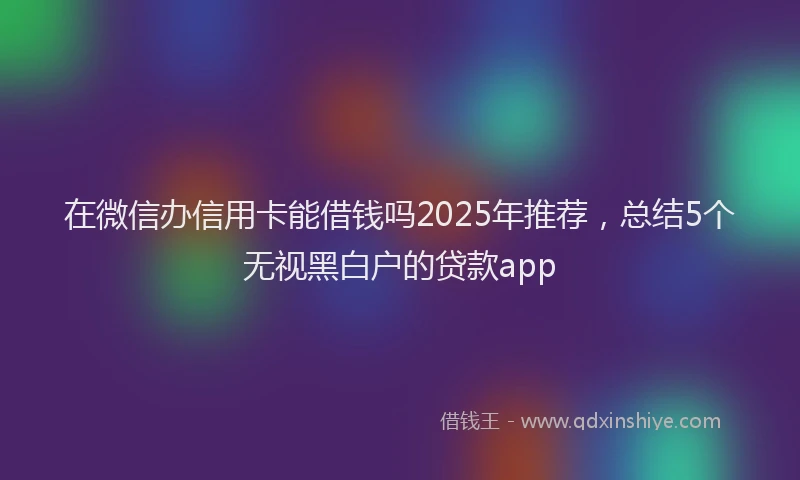 在微信办信用卡能借钱吗2025年推荐，总结5个无视黑白户的贷款app