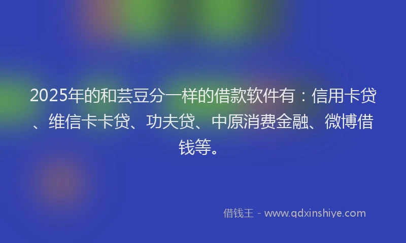 2025年的和芸豆分一样的借款软件有：信用卡贷、维信卡卡贷、功夫贷、中原消费金融、微博借钱等。