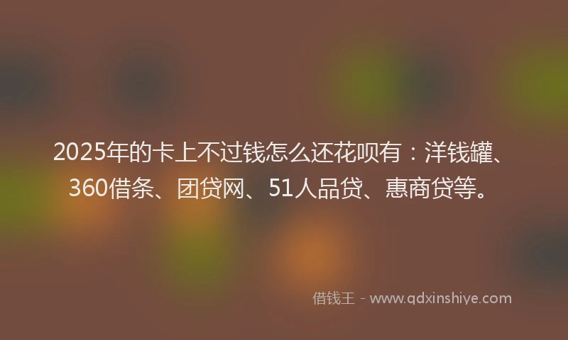 2025年的卡上不过钱怎么还花呗有：洋钱罐、360借条、团贷网、51人品贷、惠商贷等。