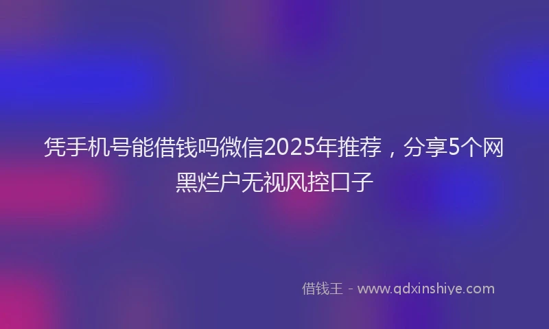 凭手机号能借钱吗微信2025年推荐，分享5个网黑烂户无视风控口子