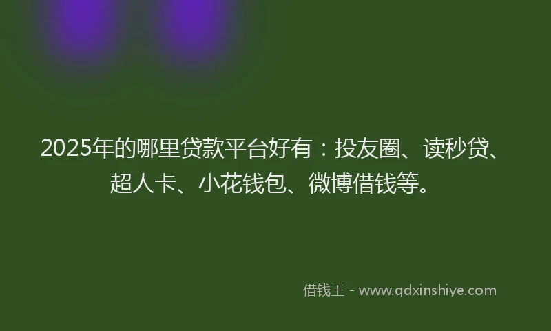 2025年的哪里贷款平台好有：投友圈、读秒贷、超人卡、小花钱包、微博借钱等。