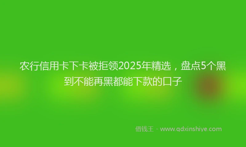 农行信用卡下卡被拒领2025年精选，盘点5个黑到不能再黑都能下款的口子