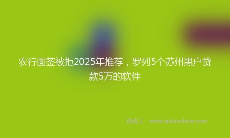 农行面签被拒2025年推荐，罗列5个苏州黑户贷款5万的软件
