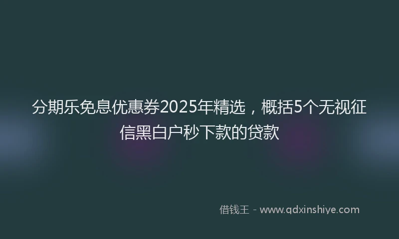 分期乐免息优惠券2025年精选，概括5个无视征信黑白户秒下款的贷款