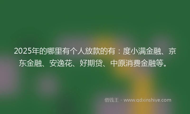 2025年的哪里有个人放款的有：度小满金融、京东金融、安逸花、好期贷、中原消费金融等。