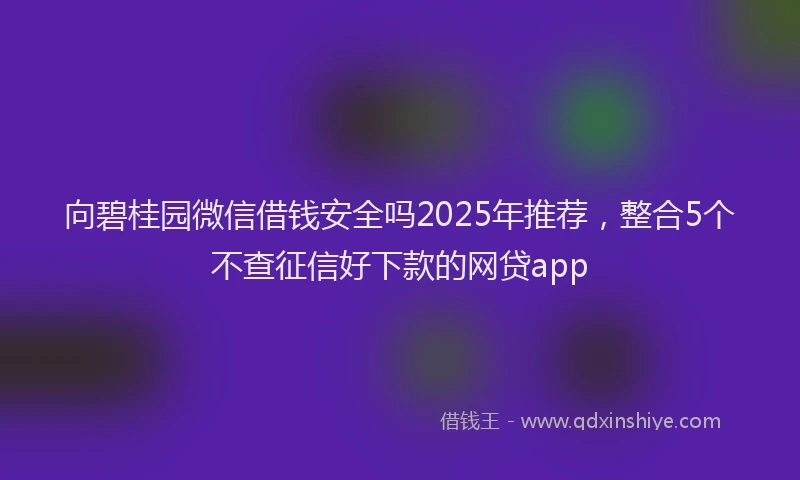 向碧桂园微信借钱安全吗2025年推荐，整合5个不查征信好下款的网贷app