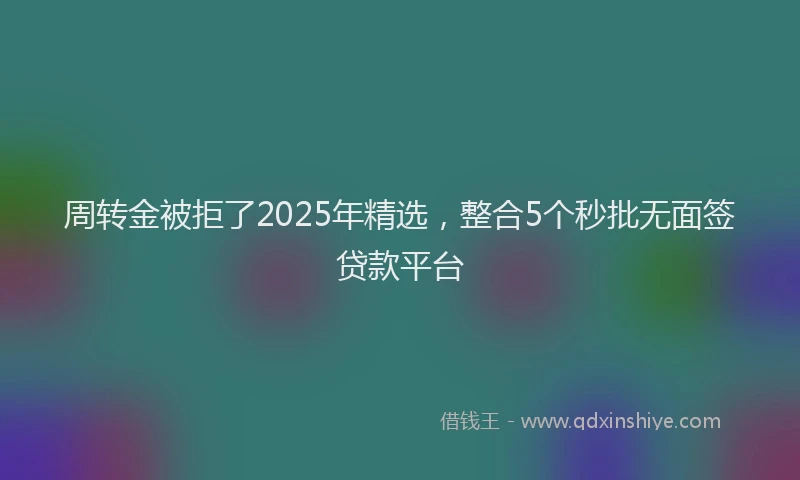 周转金被拒了2025年精选，整合5个秒批无面签贷款平台