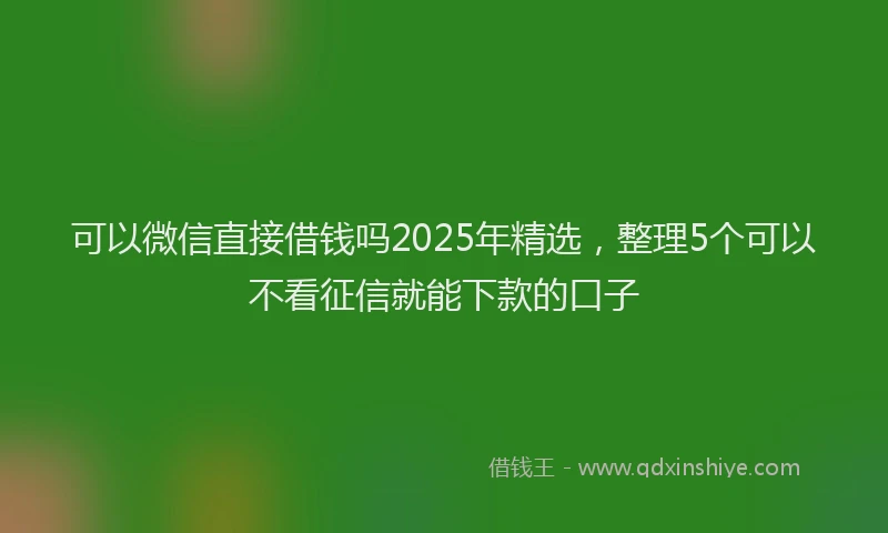 可以微信直接借钱吗2025年精选，整理5个可以不看征信就能下款的口子