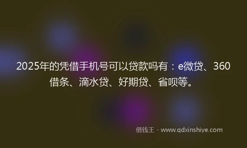 2025年的凭借手机号可以贷款吗有：e微贷、360借条、滴水贷、好期贷、省呗等。
