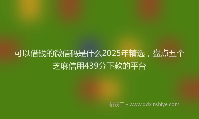 可以借钱的微信码是什么2025年精选，盘点五个芝麻信用439分下款的平台