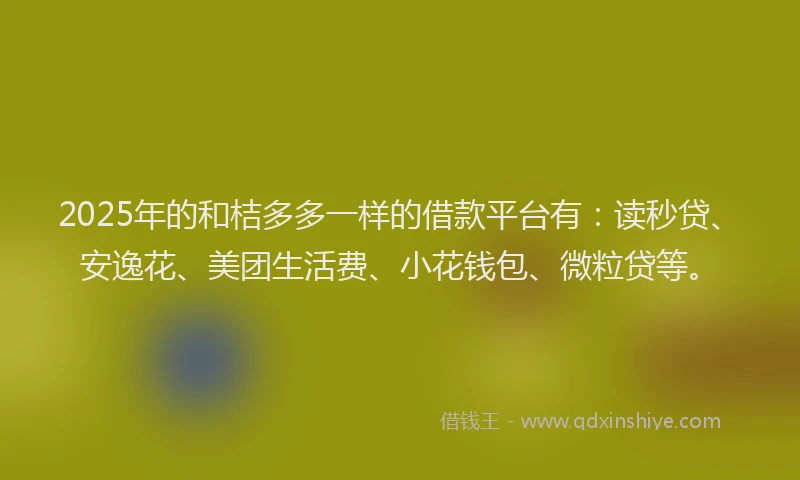 2025年的和桔多多一样的借款平台有：读秒贷、安逸花、美团生活费、小花钱包、微粒贷等。