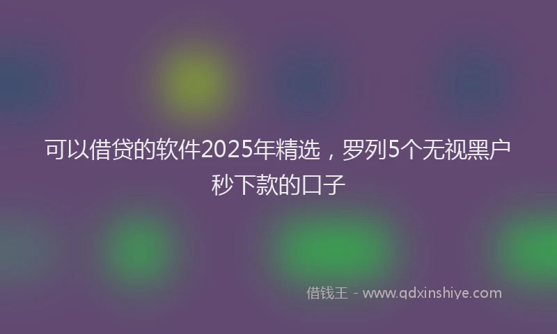 可以借贷的软件2025年精选，罗列5个无视黑户秒下款的口子