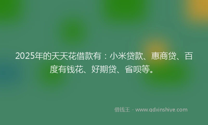 2025年的天天花借款有：小米贷款、惠商贷、百度有钱花、好期贷、省呗等。