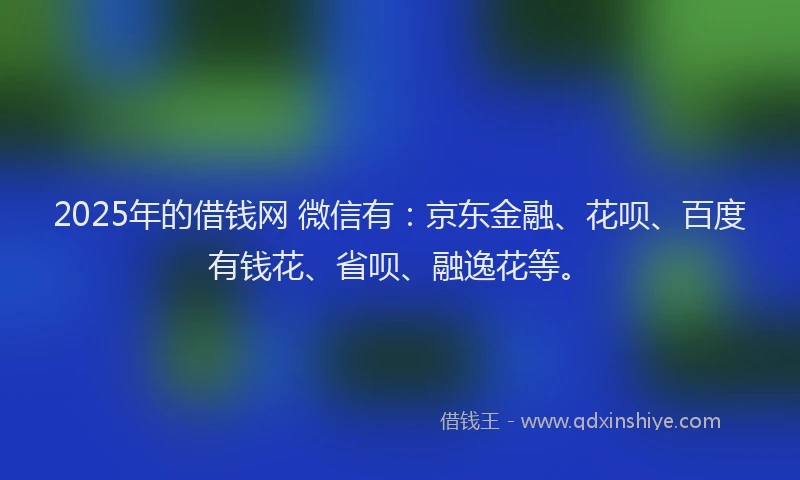 2025年的借钱网 微信有：京东金融、花呗、百度有钱花、省呗、融逸花等。