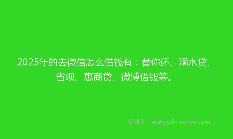2025年的去微信怎么借钱有：替你还、滴水贷、省呗、惠商贷、微博借钱等。